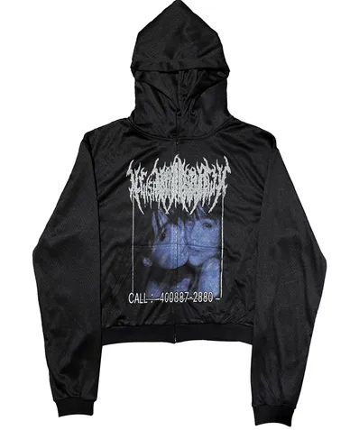 RYE CHASIN Black Mesh Zip-Up Hoodie