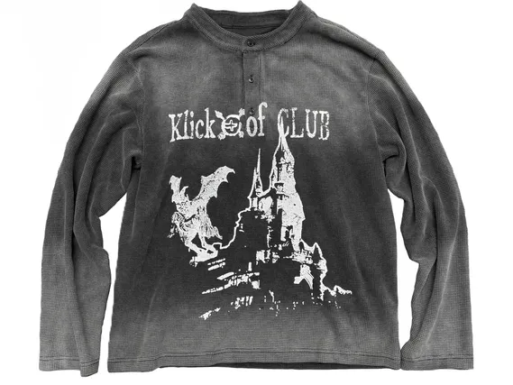 KLICK CLAK Washed Black Waffle Knit Sweater