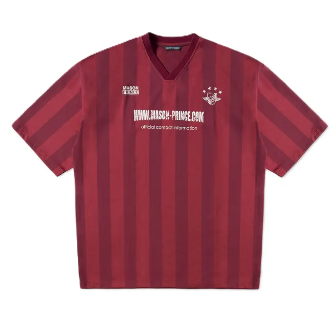 MASONPRINCE Red Striped Football Jersey