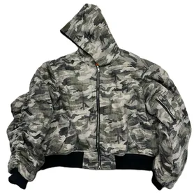 PopProject Hoodie Bomber Jacket Distressed Camo