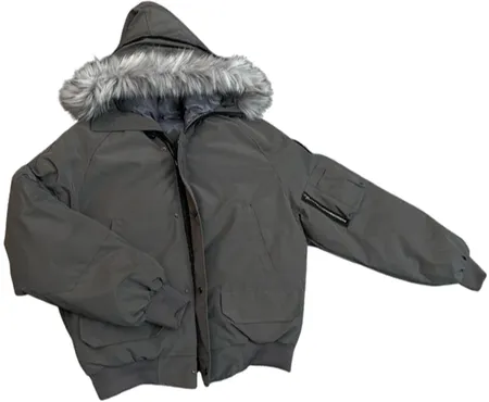 Flee GFN Hooded Faux Fur Parka Jacket Grey
