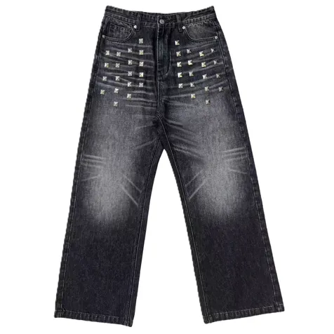noEmosen Baggy Studded Jeans Black
