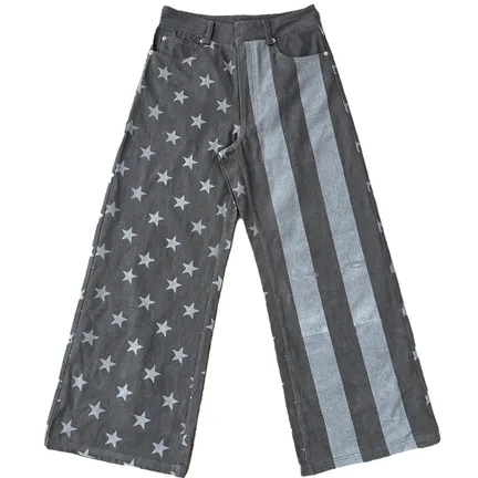 noEmosen Baggy USA Flag Jeans Gray